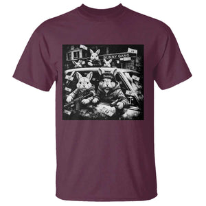 Funny Bunny Gang T Shirt Vintage Rabbit Meme TS10 Maroon Print Your Wear