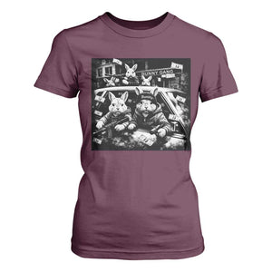 Funny Bunny Gang T Shirt For Women Vintage Rabbit Meme TS10 Maroon Print Your Wear