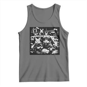 Funny Bunny Gang Tank Top Vintage Rabbit Meme TS10 Black Heather Print Your Wear