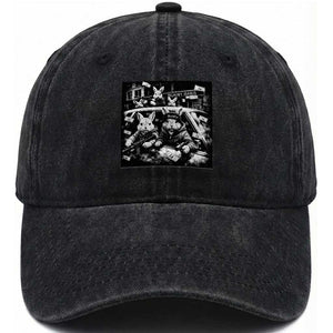 Funny Bunny Gang Washed Cotton Baseball Cap Vintage Rabbit Meme TS10 Print Your Wear