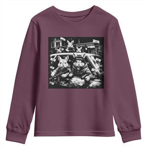 Funny Bunny Gang Youth Sweatshirt Vintage Rabbit Meme TS10 Maroon Print Your Wear