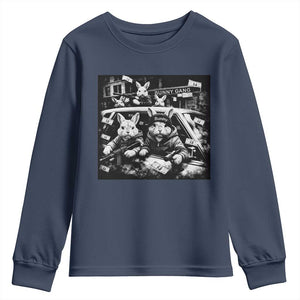 Funny Bunny Gang Youth Sweatshirt Vintage Rabbit Meme TS10 Navy Print Your Wear