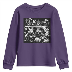 Funny Bunny Gang Youth Sweatshirt Vintage Rabbit Meme TS10 Purple Print Your Wear