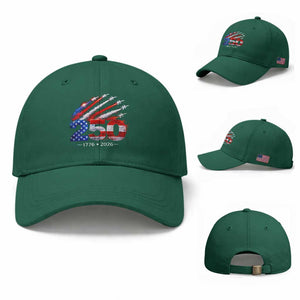 250th Anniversary USA Baseball Cap Patriotic 250 Years American 4th July 1776 2026 TS10 Baseball Cap Universal Fit Irish Green Print Your Wear