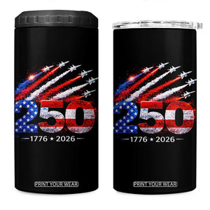 250th Anniversary USA 4 in 1 Can Cooler Tumbler Patriotic 250 Years American 4th July 1776 2026 TS10 One Size: 16 oz Black Print Your Wear