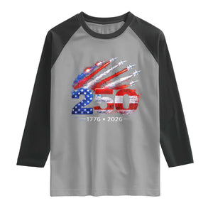 250th Anniversary USA Raglan Shirt Patriotic 250 Years American 4th July 1776 2026 TS10 Sport Gray Black Print Your Wear