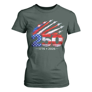 250th Anniversary USA T Shirt For Women Patriotic 250 Years American 4th July 1776 2026 TS10 Dark Forest Green Print Your Wear