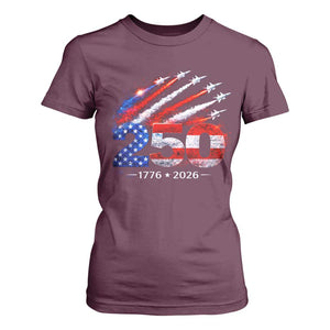 250th Anniversary USA T Shirt For Women Patriotic 250 Years American 4th July 1776 2026 TS10 Maroon Print Your Wear