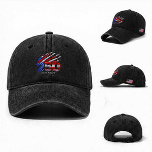 250th Anniversary USA Washed Cotton Baseball Cap Patriotic 250 Years American 4th July 1776 2026 TS10 Washed Cap Universal Fit Black Print Your Wear