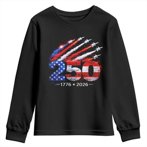 250th Anniversary USA Youth Sweatshirt Patriotic 250 Years American 4th July 1776 2026 TS10 Black Print Your Wear