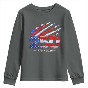 250th Anniversary USA Youth Sweatshirt Patriotic 250 Years American 4th July 1776 2026 TS10 Dark Heather Print Your Wear