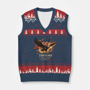 Eagle 250 Anniversary Usa V-Neck Knit Sweater Vest 1776 2026 Patriotic 4th Of July 250 Year American Flag TS10 Navy Red Print Your Wear