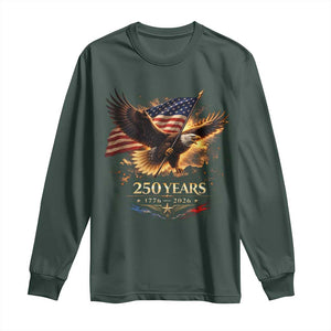 Eagle 250 Anniversary Usa Long Sleeve Shirt 1776 2026 Patriotic 4th Of July 250 Year American Flag TS10 Dark Forest Green Print Your Wear