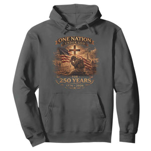 Blessings 250 Years America Hoodie Christian Patriotic One Nation Under God US Flag TS10 Dark Heather Print Your Wear