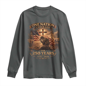 Blessings 250 Years America Long Sleeve Shirt Christian Patriotic One Nation Under God US Flag TS10 Dark Heather Print Your Wear
