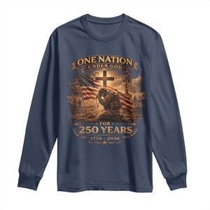 Blessings 250 Years America Long Sleeve Shirt Christian Patriotic One Nation Under God US Flag TS10 Navy Print Your Wear