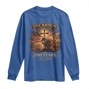 Blessings 250 Years America Long Sleeve Shirt Christian Patriotic One Nation Under God US Flag TS10 Royal Blue Print Your Wear