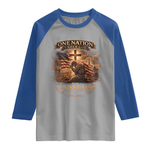 Blessings 250 Years America Raglan Shirt Christian Patriotic One Nation Under God US Flag TS10 Sport Gray Royal Print Your Wear