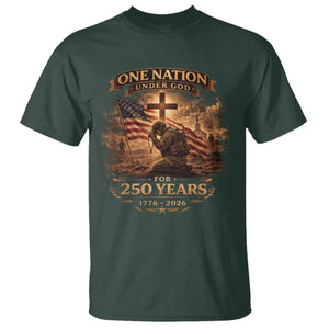 Blessings 250 Years America T Shirt Christian Patriotic One Nation Under God US Flag TS10 Dark Forest Green Print Your Wear