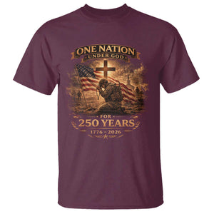 Blessings 250 Years America T Shirt Christian Patriotic One Nation Under God US Flag TS10 Maroon Print Your Wear