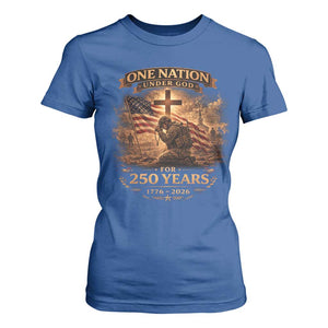 Blessings 250 Years America T Shirt For Women Christian Patriotic One Nation Under God US Flag TS10 Royal Blue Print Your Wear