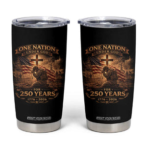 Blessings 250 Years America Tumbler Cup Christian Patriotic One Nation Under God US Flag TS10 Black Print Your Wear