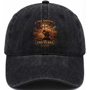 Blessings 250 Years America Washed Cotton Baseball Cap Christian Patriotic One Nation Under God US Flag TS10 Print Your Wear