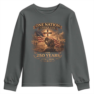 Blessings 250 Years America Youth Sweatshirt Christian Patriotic One Nation Under God US Flag TS10 Dark Heather Print Your Wear