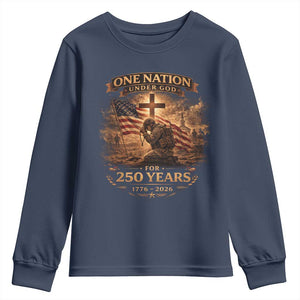 Blessings 250 Years America Youth Sweatshirt Christian Patriotic One Nation Under God US Flag TS10 Navy Print Your Wear