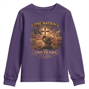 Blessings 250 Years America Youth Sweatshirt Christian Patriotic One Nation Under God US Flag TS10 Purple Print Your Wear