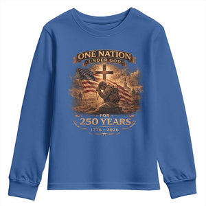 Blessings 250 Years America Youth Sweatshirt Christian Patriotic One Nation Under God US Flag TS10 Royal Blue Print Your Wear