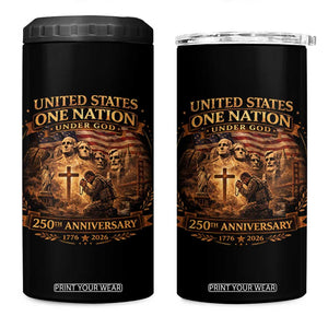 Blessings 250 Years America 4 in 1 Can Cooler Tumbler Christian Patriotic One Nation Under God Founding Fathers TS10 One Size: 16 oz Black Print Your Wear