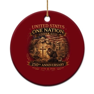Blessings 250 Years America Ceramic Ornament Christian Patriotic One Nation Under God Founding Fathers TS10 1pc Red Print Your Wear