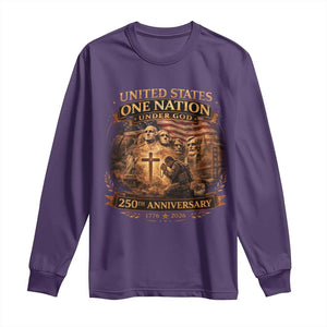 Blessings 250 Years America Long Sleeve Shirt Christian Patriotic One Nation Under God Founding Fathers TS10 Purple Print Your Wear