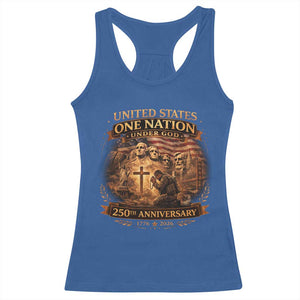 Blessings 250 Years America Racerback Tank Top Christian Patriotic One Nation Under God Founding Fathers TS10 Royal Blue Print Your Wear
