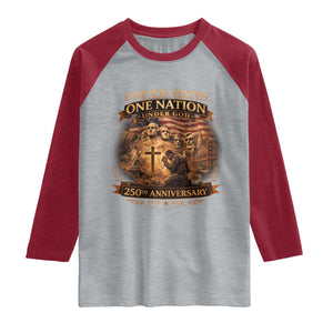 Blessings 250 Years America Raglan Shirt Christian Patriotic One Nation Under God Founding Fathers TS10 Heather Gray Heather Red Print Your Wear