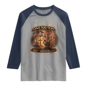 Blessings 250 Years America Raglan Shirt Christian Patriotic One Nation Under God Founding Fathers TS10 Sport Gray Navy Print Your Wear