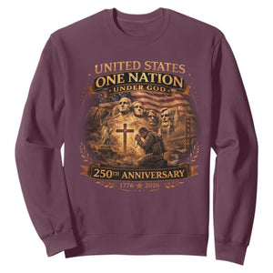 Blessings 250 Years America Sweatshirt Christian Patriotic One Nation Under God Founding Fathers TS10 Maroon Print Your Wear
