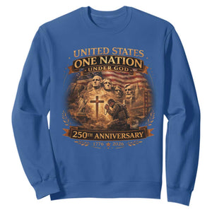 Blessings 250 Years America Sweatshirt Christian Patriotic One Nation Under God Founding Fathers TS10 Royal Blue Print Your Wear