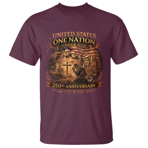 Blessings 250 Years America T Shirt Christian Patriotic One Nation Under God Founding Fathers TS10 Maroon Print Your Wear