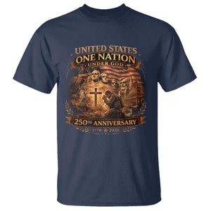 Blessings 250 Years America T Shirt Christian Patriotic One Nation Under God Founding Fathers TS10 Navy Print Your Wear