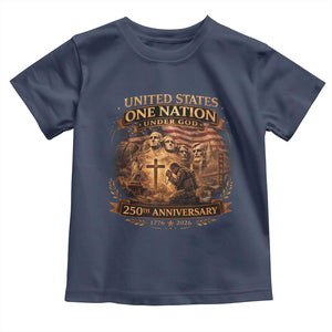 Blessings 250 Years America Toddler T Shirt Christian Patriotic One Nation Under God Founding Fathers TS10 Navy Print Your Wear