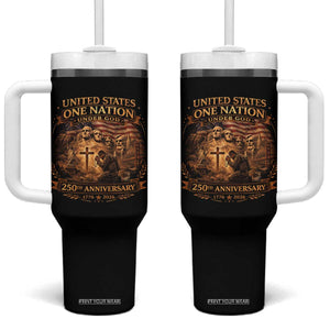 Blessings 250 Years America Tumbler With Handle Christian Patriotic One Nation Under God Founding Fathers TS10 One Size: 40 oz Black Print Your Wear