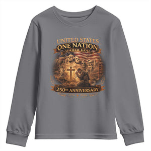 Blessings 250 Years America Youth Sweatshirt Christian Patriotic One Nation Under God Founding Fathers TS10 Charcoal Print Your Wear