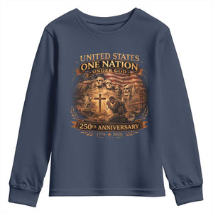 Blessings 250 Years America Youth Sweatshirt Christian Patriotic One Nation Under God Founding Fathers TS10 Navy Print Your Wear