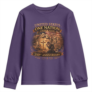 Blessings 250 Years America Youth Sweatshirt Christian Patriotic One Nation Under God Founding Fathers TS10 Purple Print Your Wear