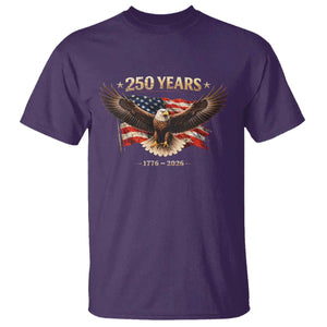 250 Years USA T Shirt Patriotic Eagle America Flag 250th Anniversary 1776 2026 TS10 Purple Print Your Wear