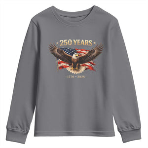 250 Years USA Youth Sweatshirt Patriotic Eagle America Flag 250th Anniversary 1776 2026 TS10 Charcoal Print Your Wear