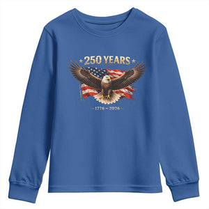 250 Years USA Youth Sweatshirt Patriotic Eagle America Flag 250th Anniversary 1776 2026 TS10 Royal Blue Print Your Wear