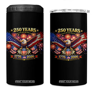 USA 250th Anniversary Eagle 4 in 1 Can Cooler Tumbler 4th July Independence Day Patriotic USA Flag TS10 One Size: 16 oz Black Print Your Wear